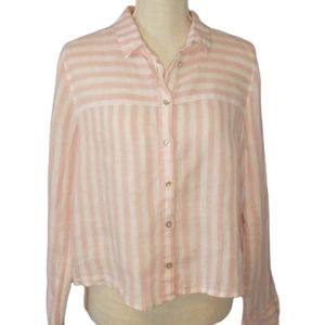 Cynthia Rowley 100% Linen Cropped Button Down Shirt.